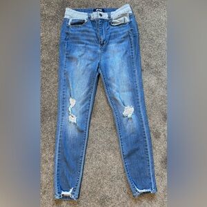 Stylish Blue Distressed Women Skinny Jeans
